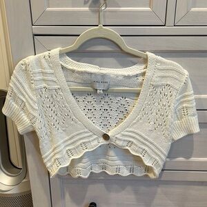 White Cream Knit Cropped Cardigan